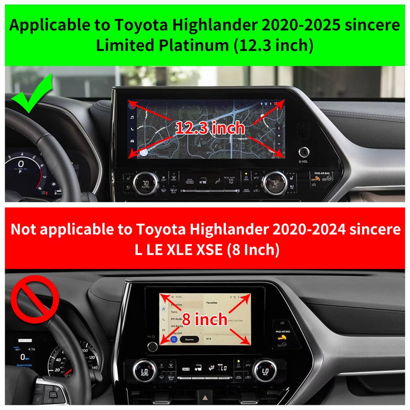 Car Phone Holder for Toyota Highlander 2020 2021 2022 2023 2024 2025 2026【8 inch Screen 】 Auto Accessories Dashboard Cell Mobile Phone Mount Holders case Accessory（Not Fit Grand Highlander） for Highlander 2020-2026【8 inch Screen 】