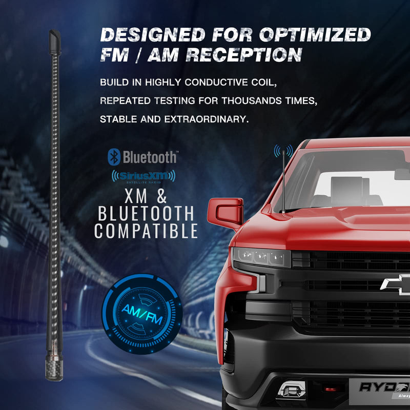 [AUSTRALIA] - RYDONAIR Short Antenna Compatible with Chevy Silverado & GMC Sierra Trucks All Model Years, Internal Copper Coil for Enhanced Reception, 13 inches Rubber Antenna Replacement Chevy & GMC Trucks all years model 