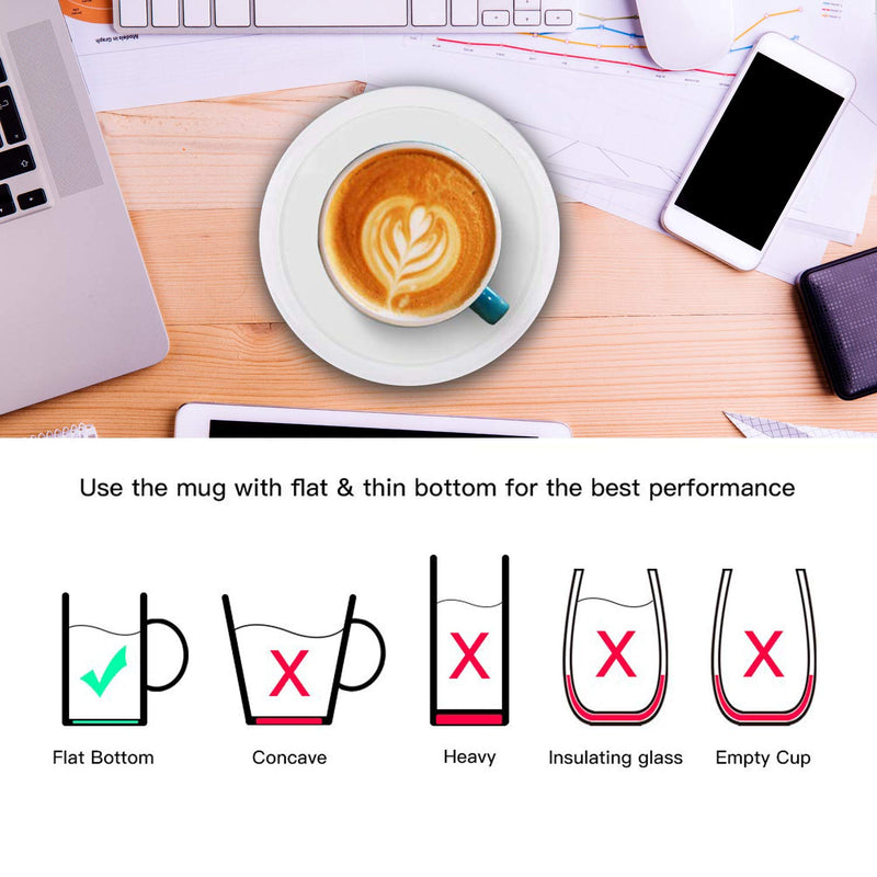 BESTINNKITS Smart Coffee Set Auto On/Off Gravity-induction Mug Office Desk Use, Candle Wax Cup Warmer Heating Plate (Up To 131F/55C), 14oz (White Set) White Set
