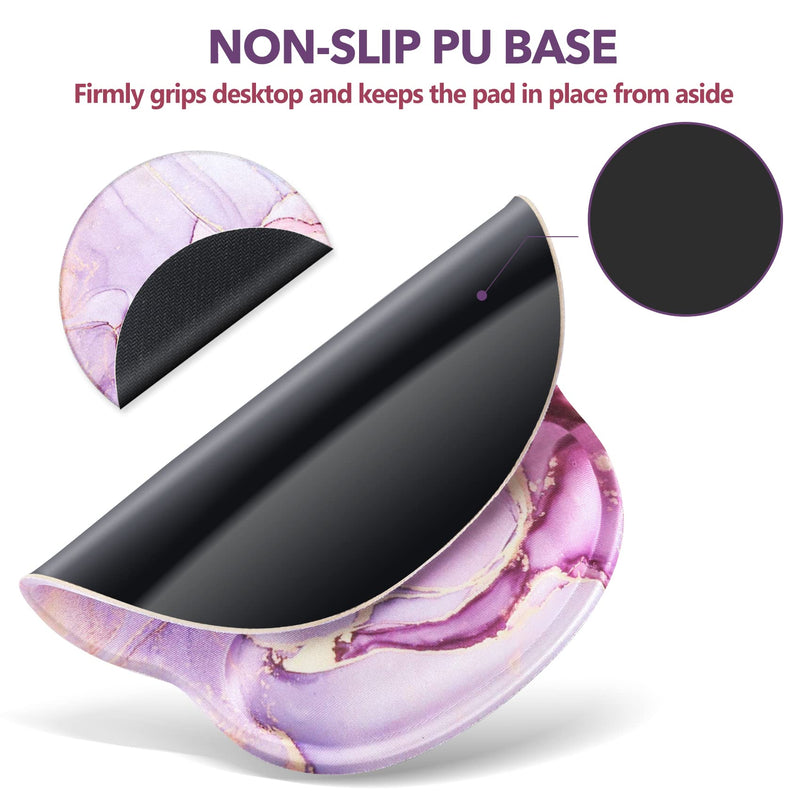 AIMSA Ergonomic Mouse Pad with Wrist Rest Support Gel Memory, Non-Slip PU Base Wrist Rest Pad for Home, Office, Work, Game, Easy Typing, Pain Relief, Comfortable, Durable, Pink Purple Marble