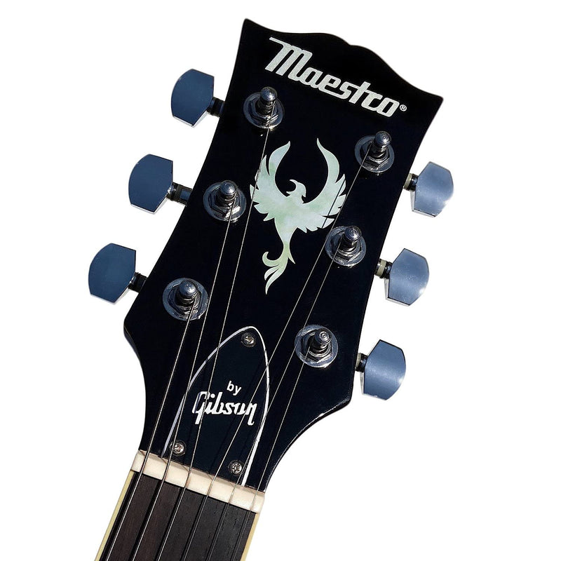 Inlay Sticker for Guitar Headstock - Phoenix Bird - White Pearl White Pearl & Ocher