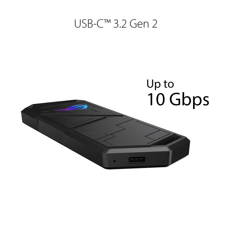 ASUS ROG Strix Arion Aluminum Alloy M.2 NVMe SSD Enclosure Case Adapter, USB 3.2 Gen 2 Type-C ,10 Gbps, USB-C to C and USB-C to A Cables, Fits PCIe 2280/2260/2242/2230 M Key/B+M Key, 1 Year Warranty ROG Arion Black|up to 10Gbps