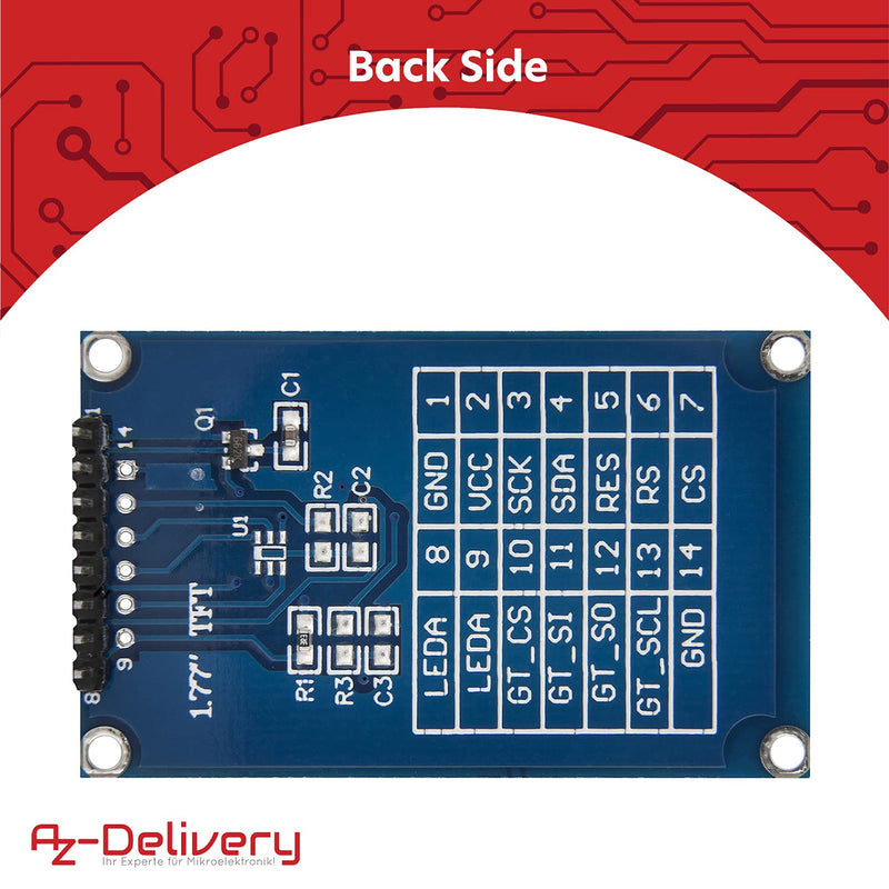 AZDelivery ⭐⭐⭐⭐⭐ SPI 1.77 inch TFT Display 128X160 Pixels 1 x TFT Display