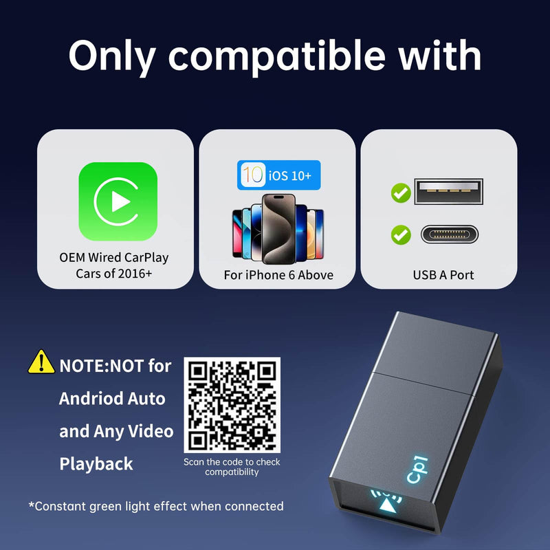 [AUSTRALIA] - Wireless Carplay Adapter for iPhone - Plug & Play Convert Wired to Wireless CarPlay for Cars from 2016 and iOS 10+, No Latency Mini USB Type A Black 