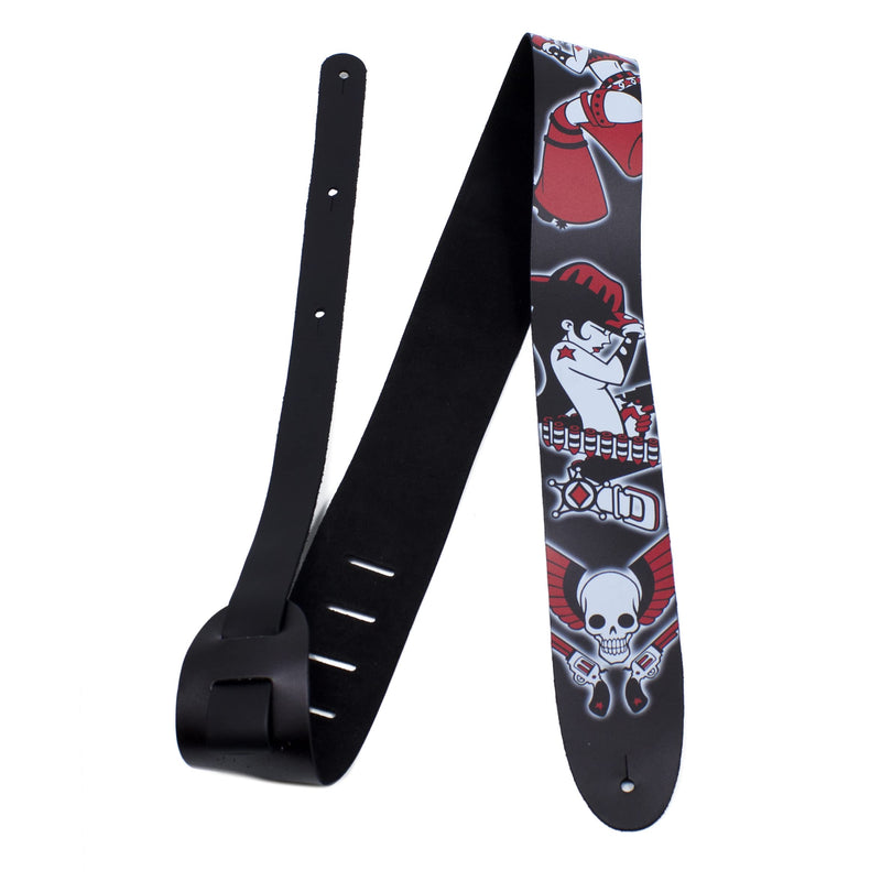 Perri's Leathers, Official David Bolt Wild West Diamonds Licenced Leather Guitar Strap, Direct to Leather Series, Anti-Slip, Adjustable from 42.5" to 56" Inch, Compatible w/All Button Lock Systems