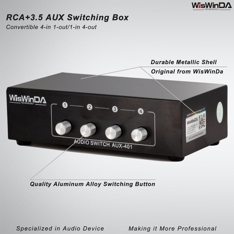 [AUSTRALIA] - 4-in 1-Out RCA 3.5mm AuxAudio Switch Box Audio Converter 4 Channels 1-in 4-Out Passive Audio Selector Switcher Box Connectors (RCA+AUX 4IN-1OUT/1IN-4OUT) RCA+AUX 4IN-1OUT/1IN-4OUT 