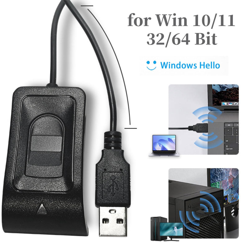 Desktop USB Fingerprint Reader, Computer Fingerprint Key Reader, USB Security Key with Extension Cable for Auto Calibration Recognition, Password