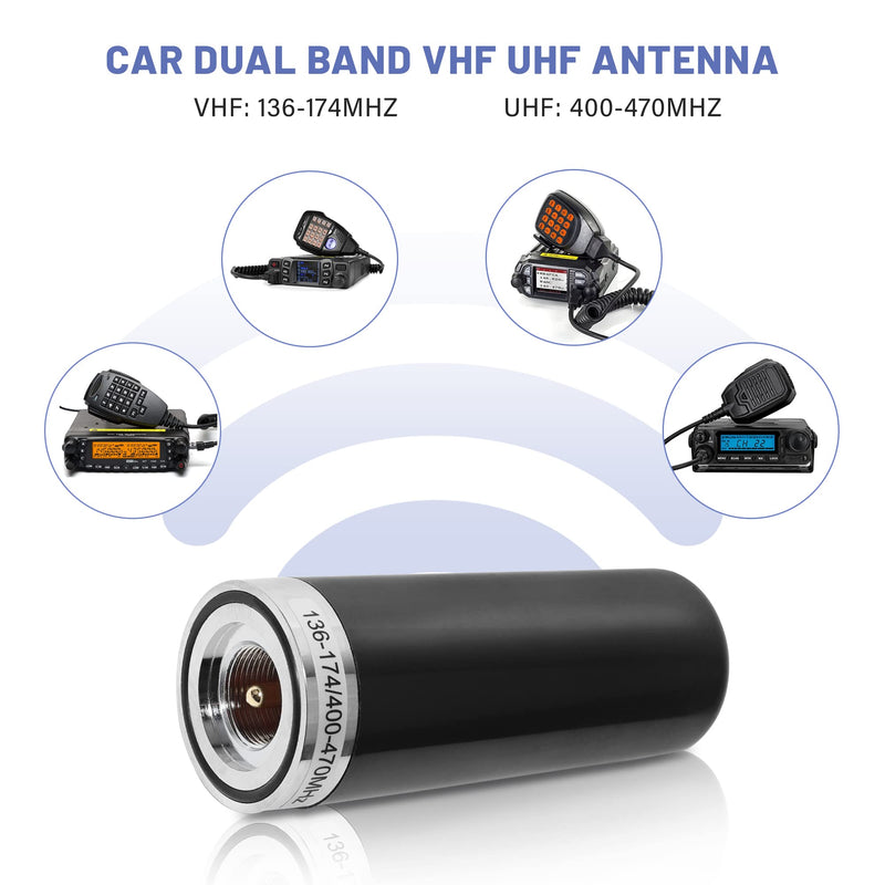 Anina Vehicle Ham Mobile Radio Antenna Dual Band VHF UHF 136-174/400-470 MHZ with Lip Mount Fixed Bracket W/ PL259 Male to SO239 Female Extension 16.5ft RG58 Pure Copper Coaxial Cable
