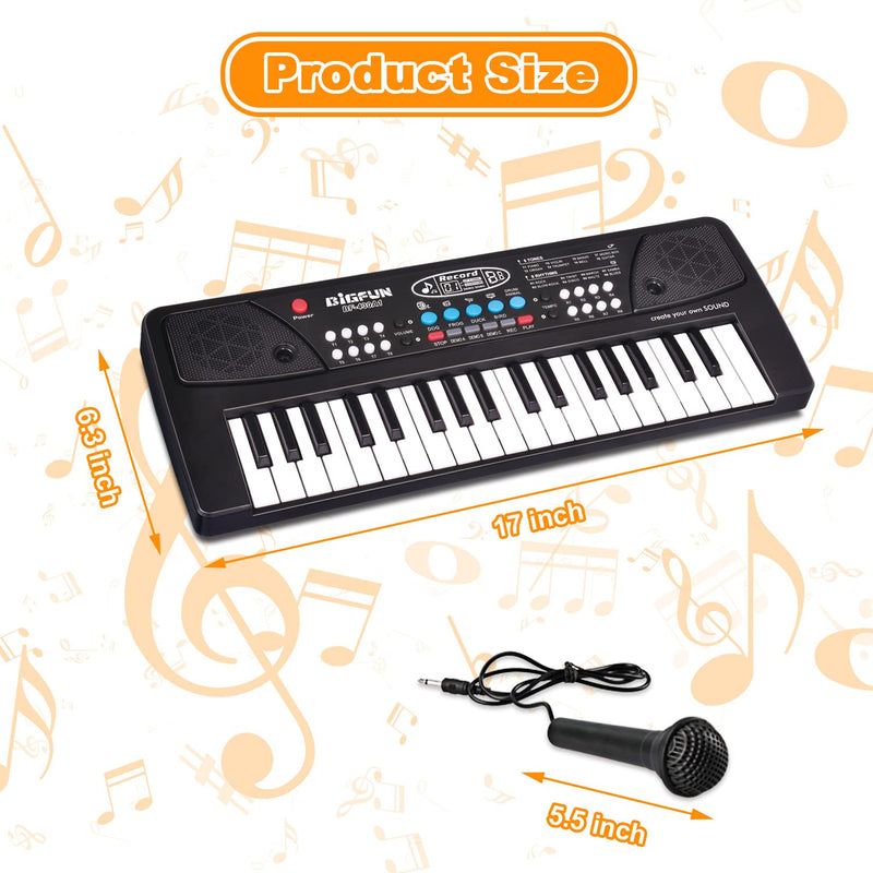 Piano Keyboard for Kids, EOOLEOW 37 Keys Portable Electronic Piano for kids with Microphone - Music Keyboard Piano Toys for 3 4 5 6 7 8 9 Year Old Boys and Girls (Black) Black