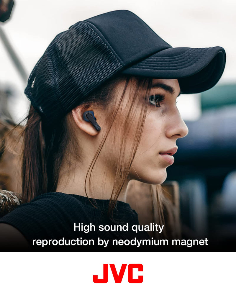 JVC RIPTIDZ True Wireless Headphones with Touch Sensor Operation, Single Ear use, IPX5, Bluetooth 5.1, Long Battery Life (up to 30 Hours) - HAA9TA (Blue), Small Blue