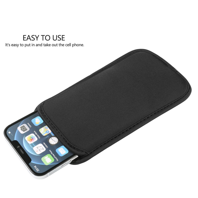 2 PCs Neoprene Cell Phone Sleeve Phone Pouch Compatible for Apple iPhone 15 14 Pro Max Galaxy S24 S23 Ultra S24+ S23 FE A54 A53 OnePlus 12 11 10T Pixel 8 7 6 Pro Nokia G310 (Large, Black) Large: Fits phone w/ Slim to Medium Case on