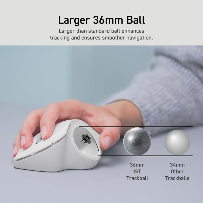 ELECOM Ergonomic Comfort Design Trackball IST Wireless 2.4GHz Connect, Super-Smooth Tracking with Roller Ball Bearing, 36mm Ball, Thumb Control, Compatible for Windows, PC, and Mac Black (M-IT11DRBK) USB-Wireless