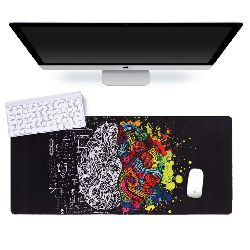 iCasso Extended Gaming Mouse Pad (35.4x15.7 in), Large Non-Slip Rubber Base Mousepad with Stitched Edges, Waterproof Keyboard Mouse Mat Desk Pad for Work, Game, Office, Home - Left and Right Brain