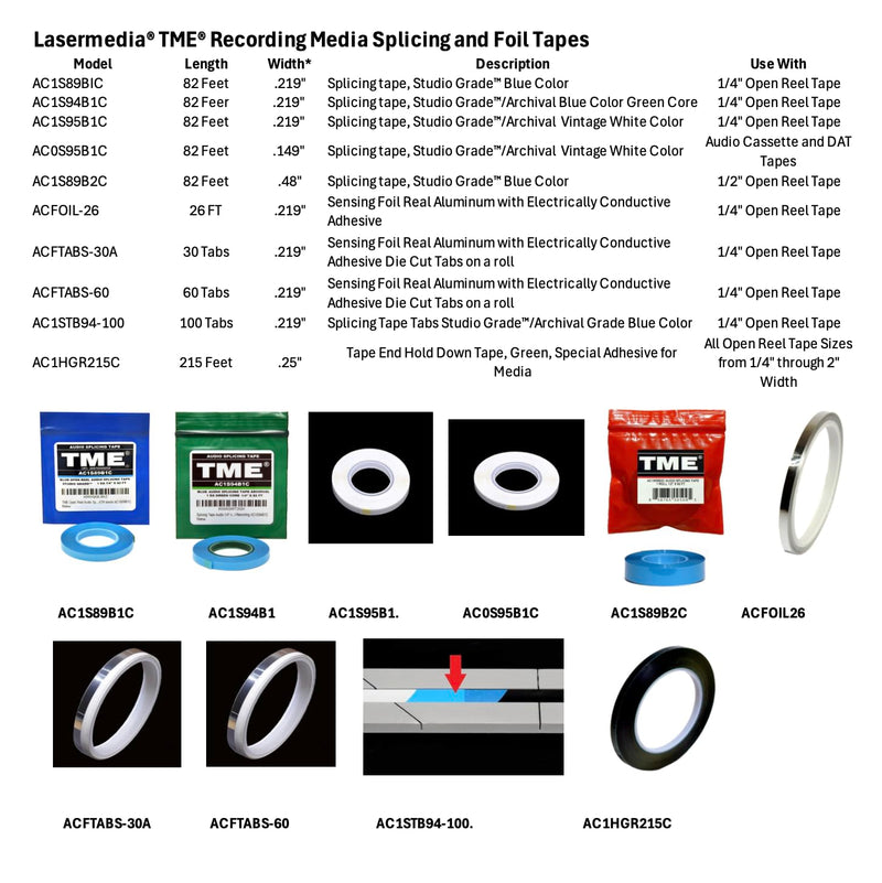 [AUSTRALIA] - TME Splicing Tape, Audio, for Cassettes and Digital Audio Tapes (DAT) 82 FT Roll 
