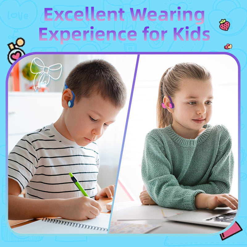 Mehomeli 2 Pack Kids Headphones, Bluetooth 5.2 Open Ear Headphones | 85dB Volume Limiting, Stereo Sound with Mic, IPX5 Waterproof, 20H Playtime-Blue Purple Blue Purple