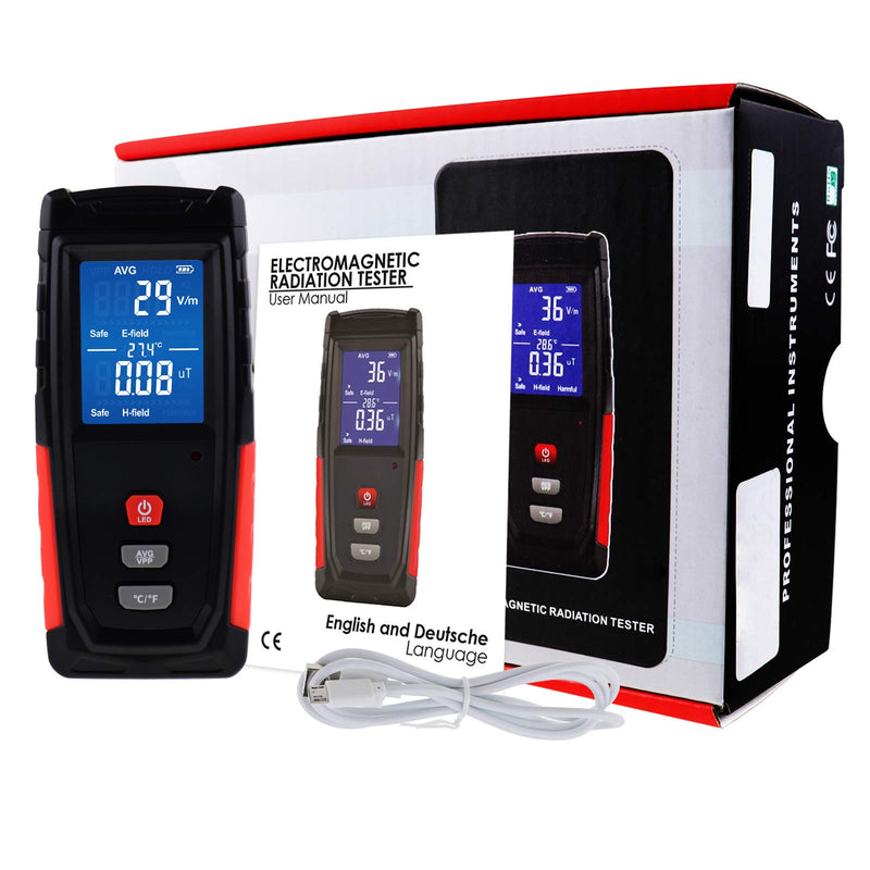 [AUSTRALIA] - EMF Meter Digital Electromagnetic Field Radiation Detector with Sound Light Alarm Function, Rechargeable Handheld EMF Tester for Electric Magnetic Field Inspection, Home, Office and Ghost Hunting 