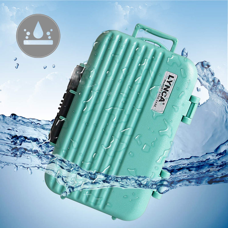LYNCA Memory Card Case Holder, Memory Card Hard Protector Case Professional Water-Resistant Anti-Shock Compact Camera Card Hard Storage Box for 8 SD Cards 4 CF Cards 12 Micro SD/TF Cards (Green) Green