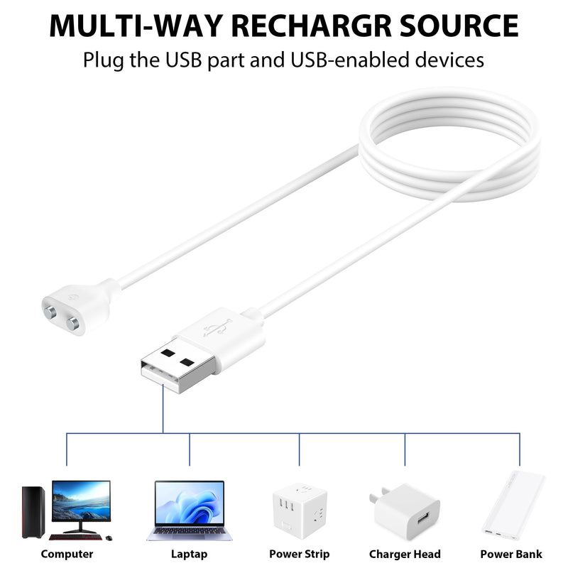 Vancle 2 Pack 6mm Magnetic USB DC Charging Cable with 2 Pins Charger Cord for Toys Massagers Electric Toothbrush