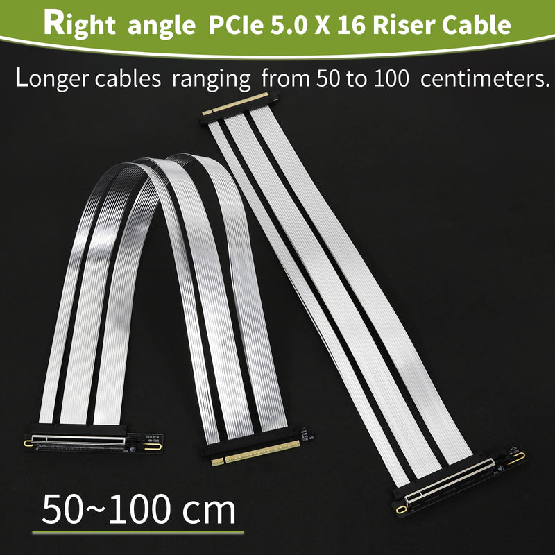 PCIe 5.0 X16 Riser Cable GPU Extension Cable GEN5 Vertical Mount for Next RTX5090, GEN5 SSD Riser Card (15cm) Right Angel 15cm