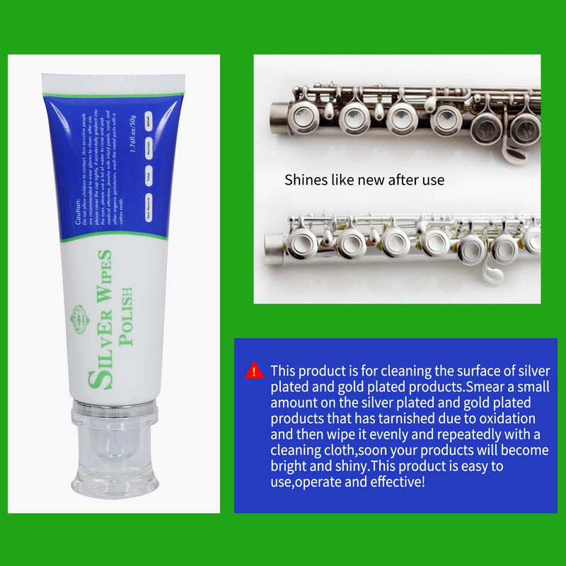[AUSTRALIA] - Silver Wipe Polish Cleaner Removes Surface Oxidation Tarnish from Sterling Silver, Silver and Gold Jewellery and the Keys of Instruments for Flutes, Clarinets, Oboes, Bassoons, Trumpets,Silverware 