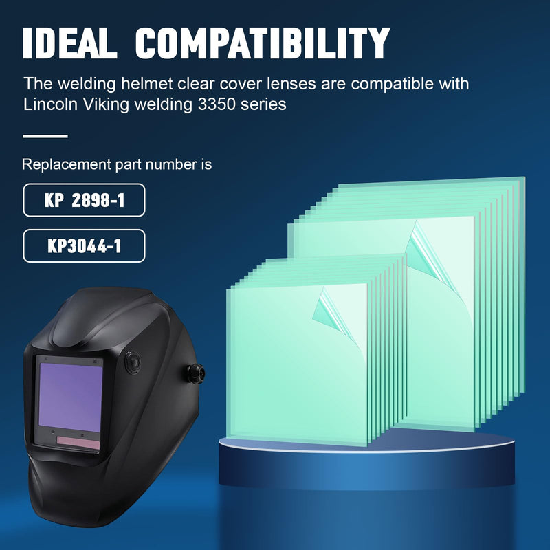 20Pcs 3350 Series Welding Helmet Cover Lens Fits for Lincoln Electric Viking, Inside Outside Helmet Hood Replacement Clear Cover Len 3.7" x 3.5" x .04", 4.5" x 5.25" x .04"