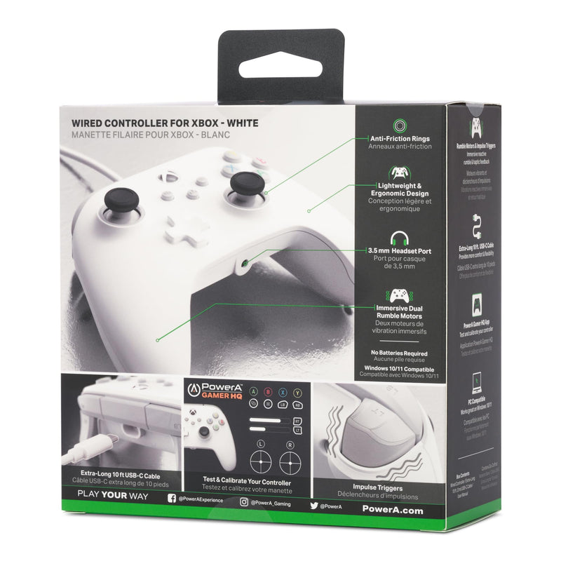 PowerA Wired Controller for Xbox Series X|S - White, gamepad, video game / gaming controller, works with Xbox One