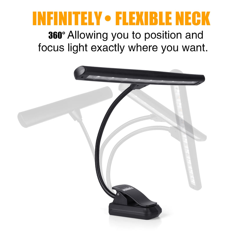 Clip On Music Stand Light,18LED Rechargeable Piano Light, Orchestra Light 3 Colors & 2 Levels Brightness Settings,Perfect for Piano, Keyboard,Orchestra,DJ,Craft and Reading