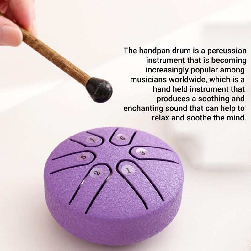 Steel Tongue Drum Mini Handpan Drum with Drumstick 6 Note Percussion Instrument for Beginners and Experienced Musicians Alike () Purple