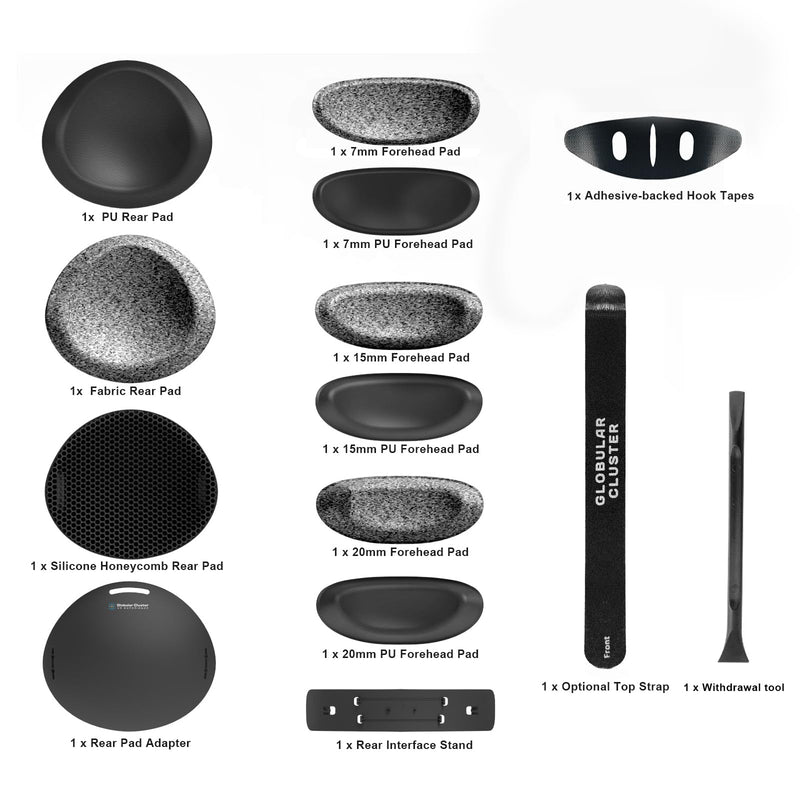 Globular Cluster CMGXR Comfort Mod Compatible with Galaxy XR | Soft & Enlarged Forehead/Rear Pads with Optional Top Strap, Sweatproof & Breathable Replacement Pad Kit