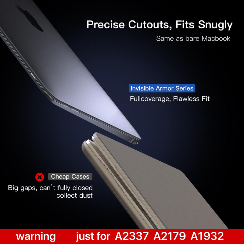 Compatible for Macbook Air 13 inch Case M1 2020 2019 2018 [Same as Bare Device] Sturdy Protective Hard Shell Cover for Laptop A2337 A2179 A1932 - Space Gray Clear