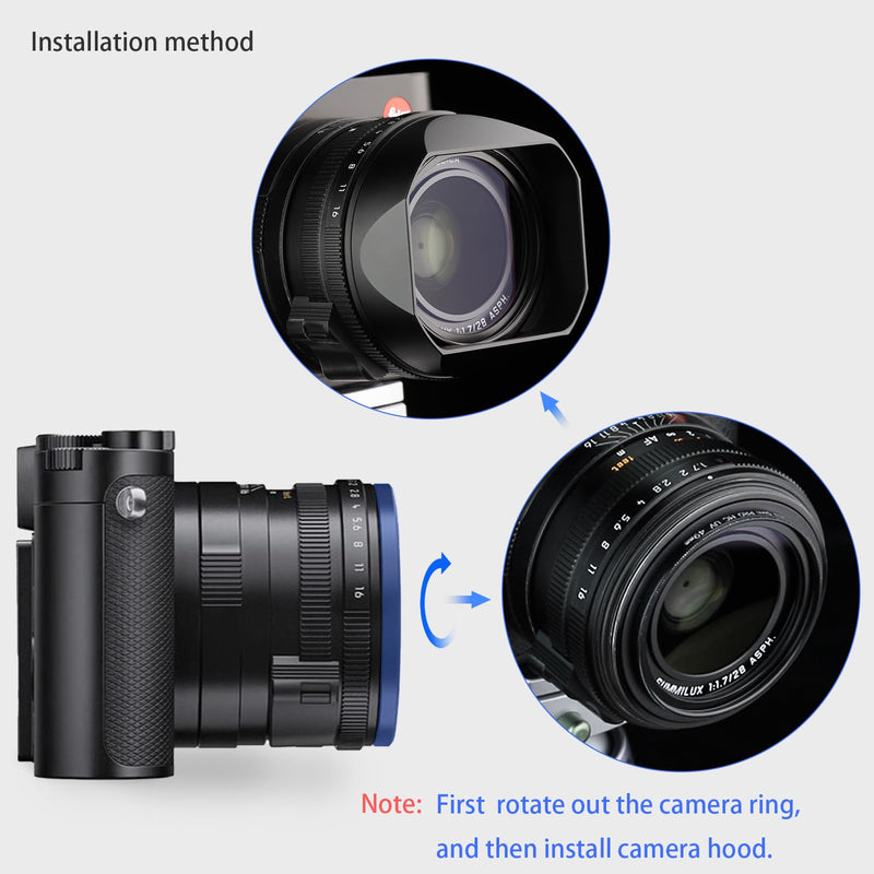 [AUSTRALIA] - Haoge Metal Square Lens Hood for Leica Q3 Q3-43 Camera Accessories Black LH-LQ343B Black Square for Q3/Q3-43 