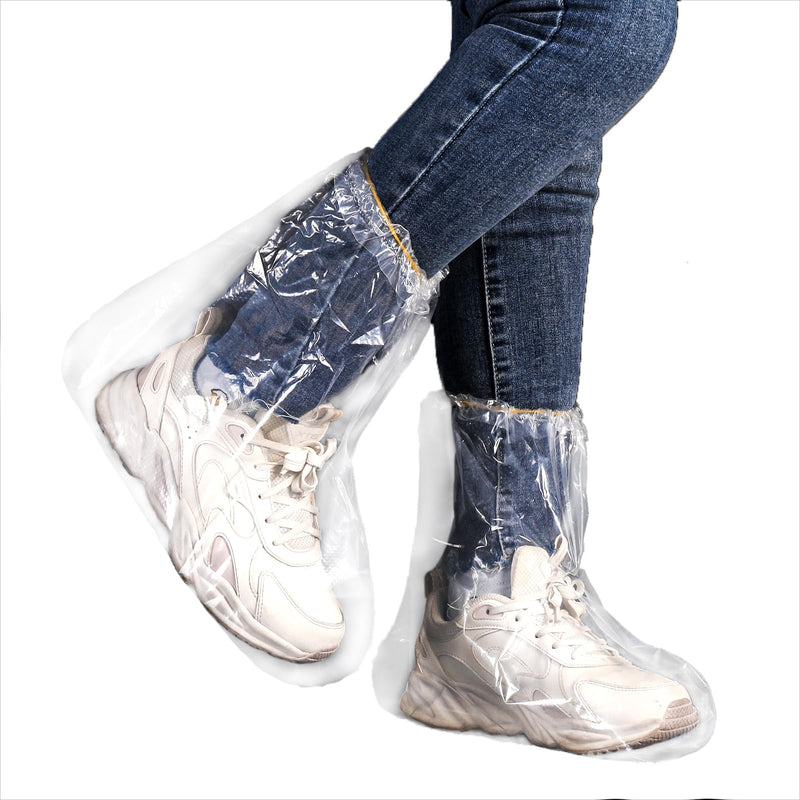 10 Pairs Waterproof Rain Shoe Covers with Elastic Band, Disposable Boot Covers for Men and Women, Transparent Overshoes Waterproof Non-Slip for Outdoor Camping