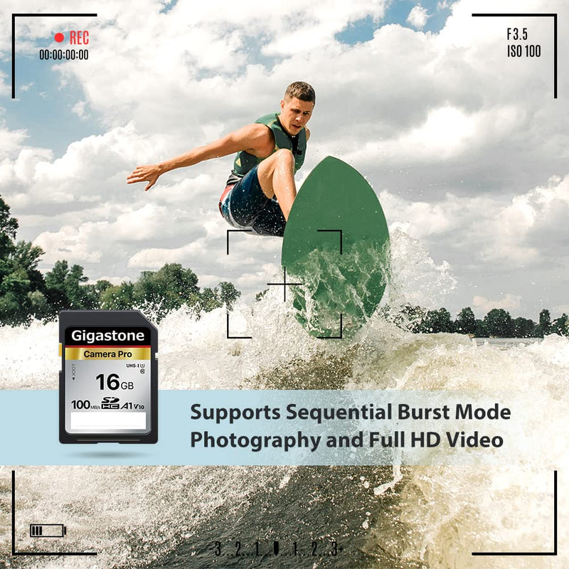 Gigastone 16GB 2-Pack SD Card V10 SDHC Memory Card High Speed Full HD Video Compatible with Canon Nikon Sony Pentax Kodak Olympus Panasonic Digital Camera, with 2 Mini Cases SD 16GB V30 2PK