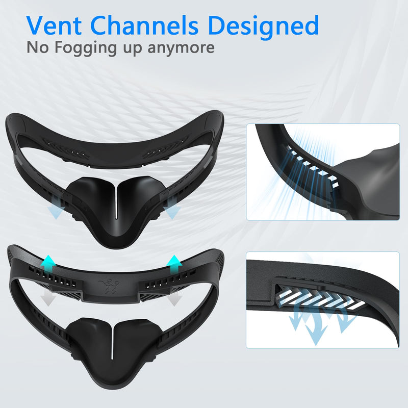 Compatible with Oculus Quest 2 Face Bracket Replacement,VR PU Leather Face Pad Protective for Meta Quest 2,Sweat-Proof Comfortable Face Cover Cushion VR Accessories Sweat-Proof Leather Face Cover