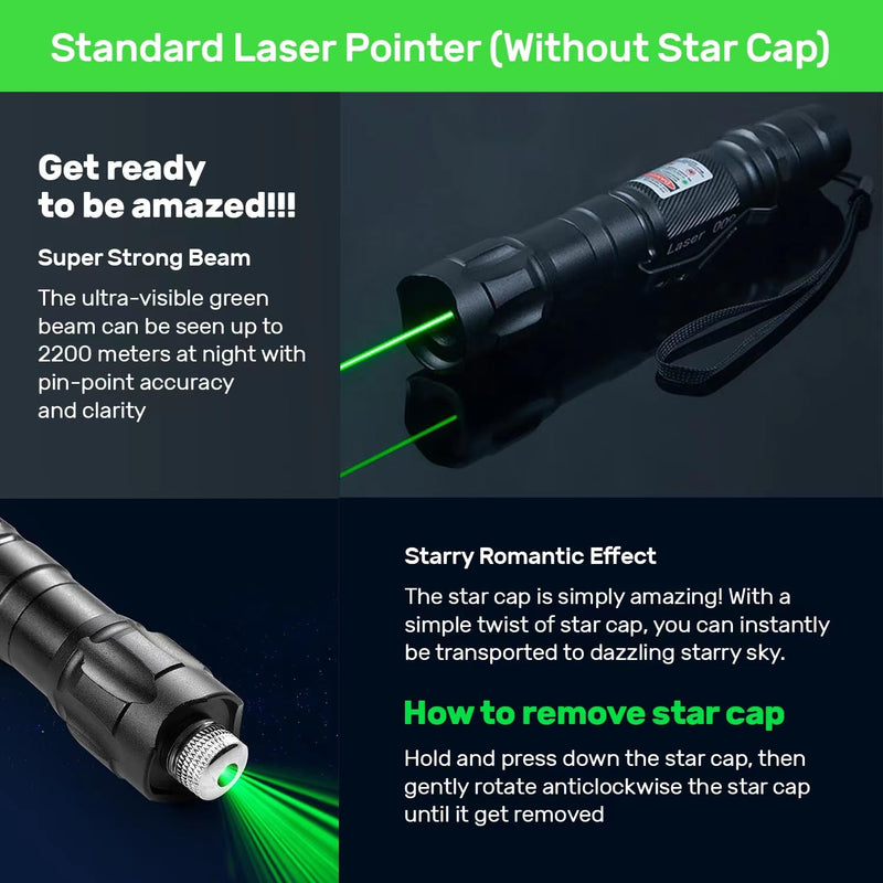 Long Range Green Laser Pointer with On/Off Switch Button, Laser Pointer High Power with USB Charging Case -Tactical Long Range Laser for Indoor Meetings, Pet Exercising, Outdoor Camping, Astronomy and