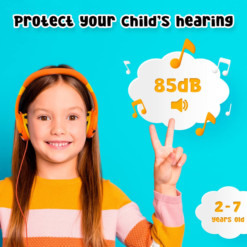 Kidrox Save Up to 19% on Toddler Headphones for 2 + Year Old – Kids Headphones Wired for School, Infant Headphones for Girls, Headphones for Boys Black & Orange Set