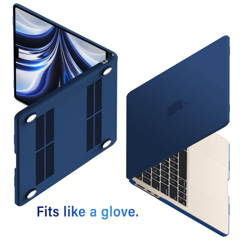 IBENZER Compatible with 2024 2023 2022 MacBook Air 13 inch Case M3 A3113 M2 A2681, HardShell Case & KeyboardCover & ScreenFilm & Type-C Adapter for Mac Air 13.6, Navy Blue, AT13-KK-NVBL+2TC For Macbook Air 13.6" M3 A3113 M2 A2681