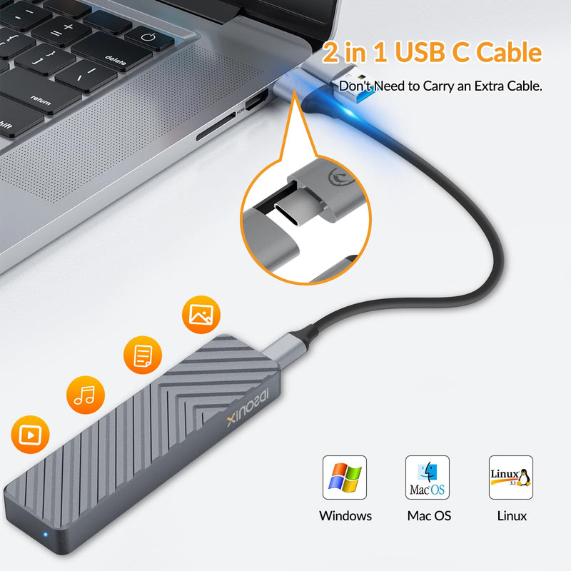 iDsonix Gray M.2 NVMe SSD Case Hard Drive Enclosure NVMe SSD USB C 3.1 Ultra 10G Speed External HDD Caddy Tool-Free Design for UASP, M.2 NVMe SATA Suitable for, Routers, PS4