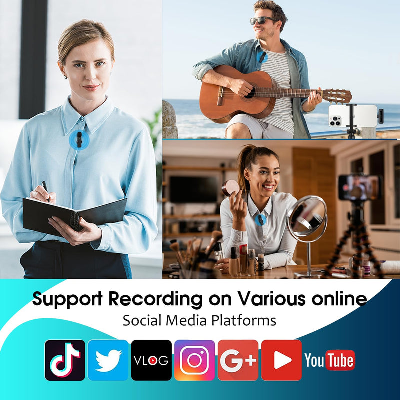 Wireless Lavalier Lapel Microphone for iPhone 15/Android/Computer - Bluetooth Mini Phone Mic for Video Recording, Clip-on USB C Microphones for YouTube Tiktok Podcast Vlog & Livestream USB C for iPhone 15