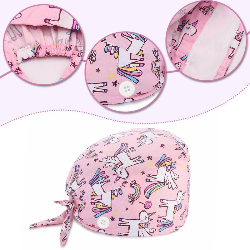 [AUSTRALIA] - EAVUYIS Nurse Caps Surgical Hood Fabric, Surgical Caps, Fabric Nurse, Accessories for Doctors, Nurse Cap, Adjustable Work Cap, Cotton Dust Cap, Cute Unisex Dust Cap pink 