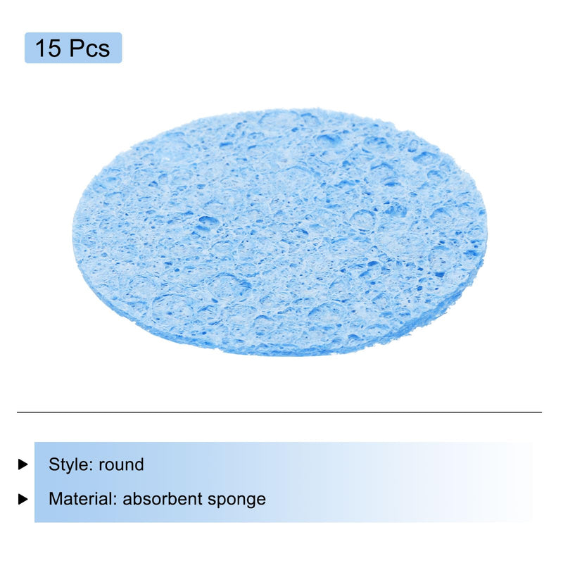 QUARKZMAN Pack of 15 Soldering Sponge 5 cm Round Blue Cleaning Pads Replacement for Cleaning Soldering Iron 6mm