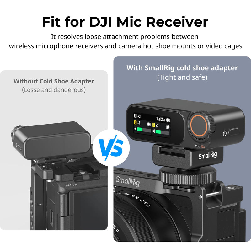 [AUSTRALIA] - SmallRig Cold Shoe Mount Adapter for Wireless Microphone, for DJI Mic / Mic 2, for RODE Wireless Go II, for Saramonic BLink 900 B, for Hollyland C1, with 1/4"-20 Threaded Hole, Anti Drop Design - 4822 