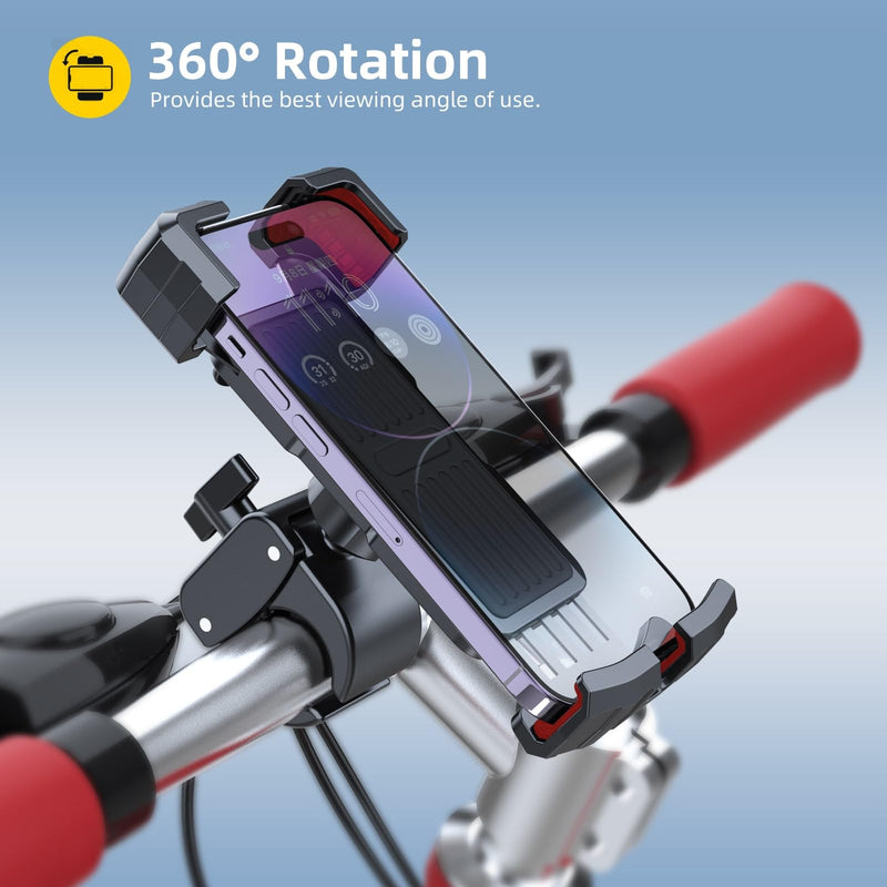 [AUSTRALIA] - Bike/Motorcycle/Baby Stroller Phone Holder Mount, Flexible 360° Rotation, Clamp Firmly on Handlebar, Compatible with iPhone 15 Pro, Samsung and More 4.5-7.0" Phone 