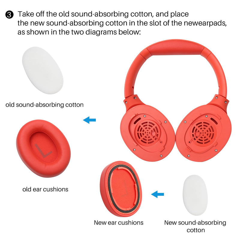 TOZO HT2 Hybrid Active Noise Cancelling Headphones, Wireless Over Ear Bluetooth Headphones, + HT2 Replacement Ear Pads
