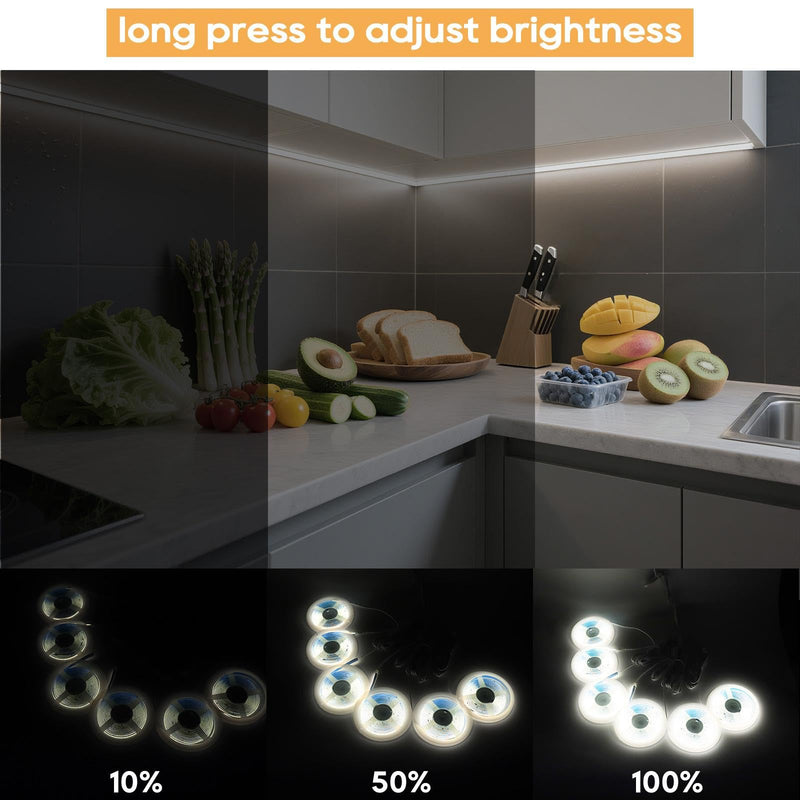 [AUSTRALIA] - 12V White COB LED Strip Light Kit-6pcs 3.3FT Self-Adhesive LED Strip Parallel with Dimmable Touch Sensor Switch, Led Light Strip for Wood Slat Wall Panels, Home decor, Under Cabinet Strip Light 6pcs 3.3FT 
