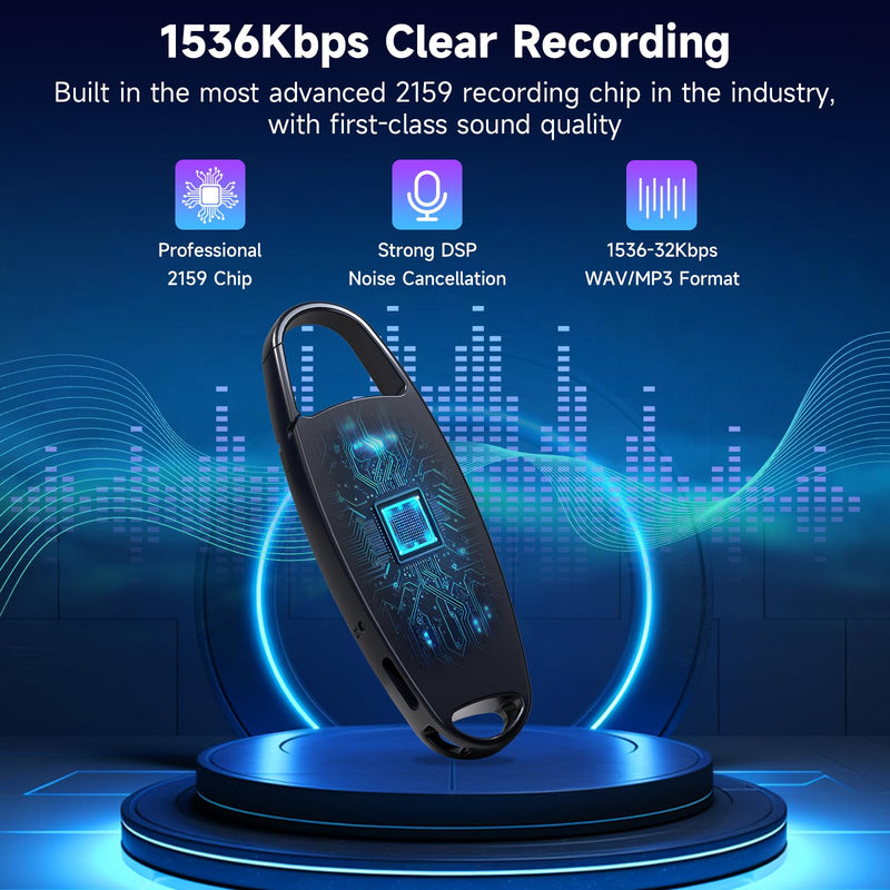 [AUSTRALIA] - 64GB Digtial Voice Recorder with Playback, 1536kbps Vormooi Metal Voice Activated Tape Recorder with DSP Noise Reduction Chip, Clear Recordings Ideal for Your Personal Study Record 64GB 