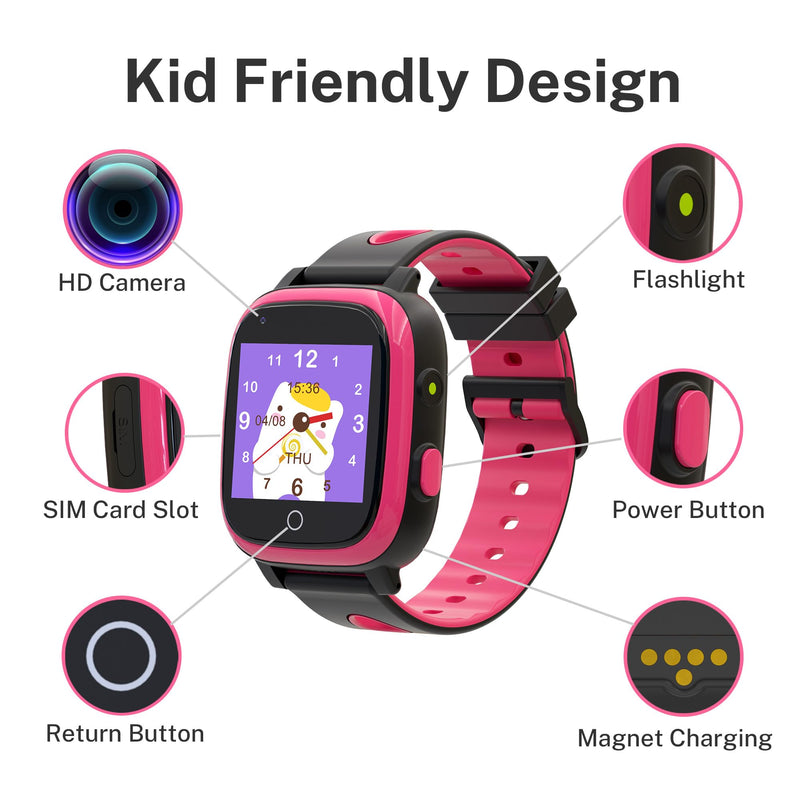 Kids Smart Watches Girls, Kids Watch with GPS Tracker Video Call Voice Chat Alarm Clock SOS Camera Flashlight Gifts for Girls Age 5-12
