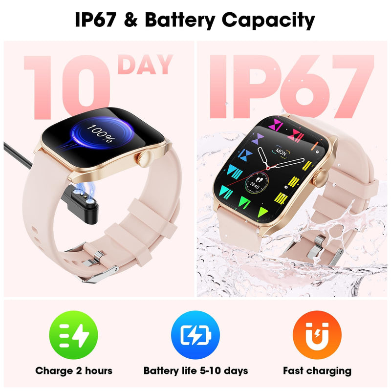 Curve Smart Watch for Men Women, 1.91" Smartwatches with 120+ Sport Modes, Fitness Tracker with Bluetooth Call, Heart Rate, Waterproof Activity Tracker Smartwatch for iOS Android Phones Pink