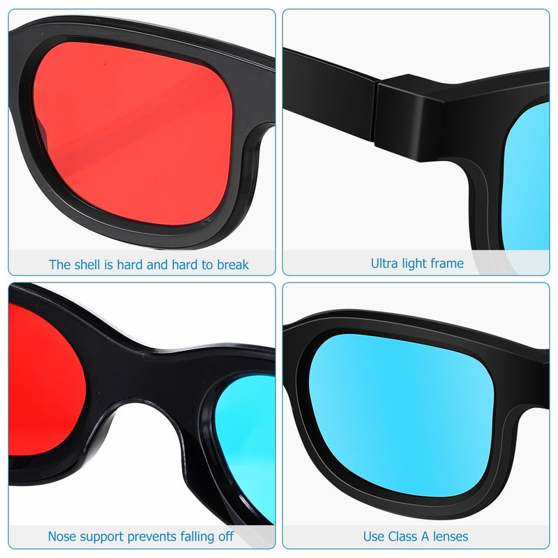 10Pcs 3D Glasses Red Blue Lenses Universal Movie Dimensional Video Frame Compatible with Tvs Computer Monitors Projectors Home Theater Movie Viewing