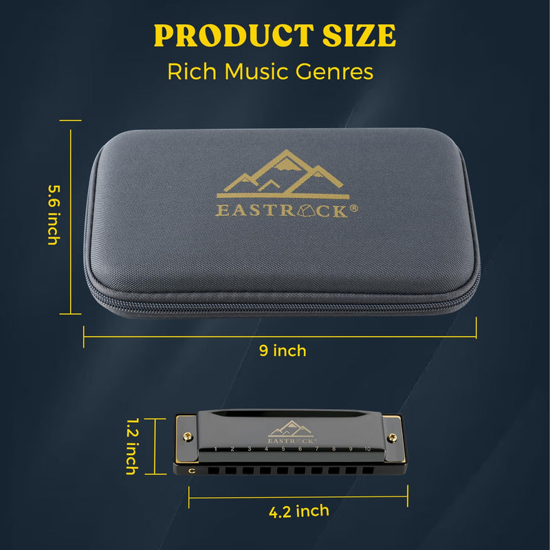 [AUSTRALIA] - EASTROCK Harmonica Set of 7, 10 Holes Blues Harp Mouth Organ Harmonica Set with 7 keys, C D E F G A Bb Key, Diatonic Harmonica for Professional Player, Beginner, Students gifts, Adult, Friends, Gift 7key-bk 